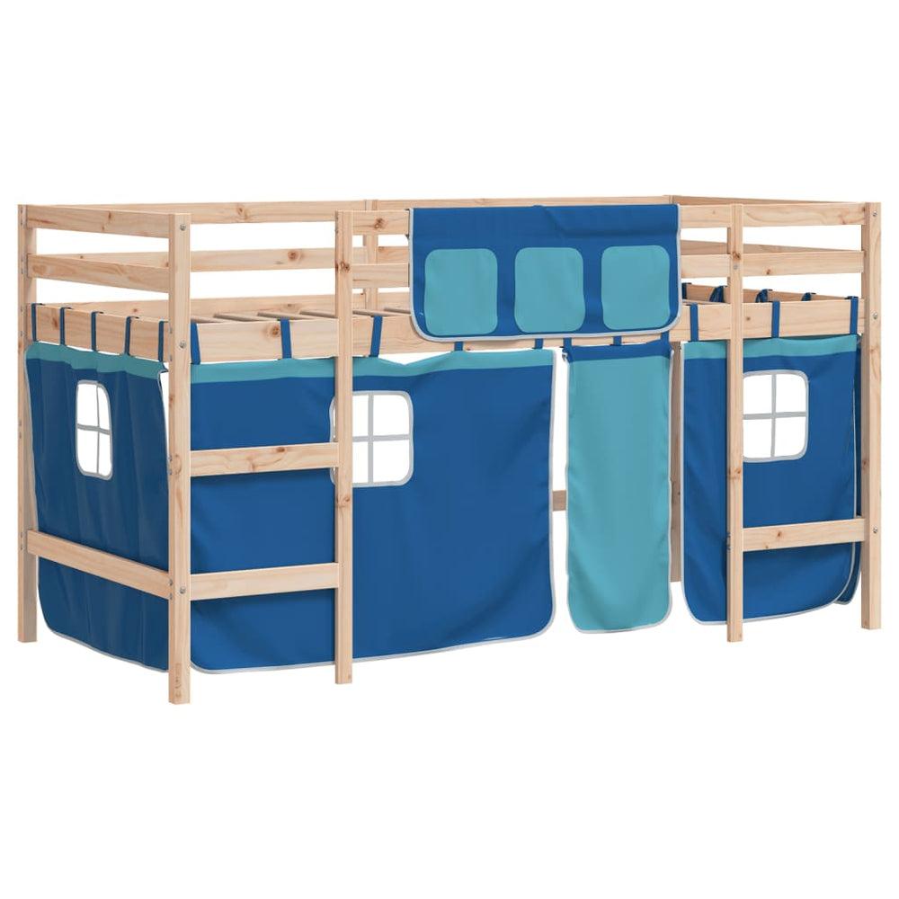 Kinder Hochbett Blau 90x190 cm Kiefer