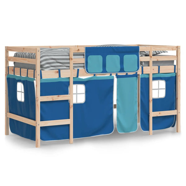 Kinder Hochbett Blau 90x190 cm Kiefer