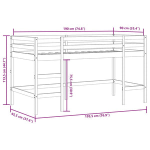 Kinder Hochbett Blau 90x190 cm Kiefer