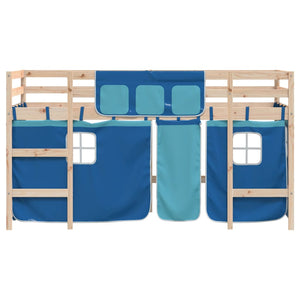 Kinder Hochbett Blau 90x190 cm Kiefer