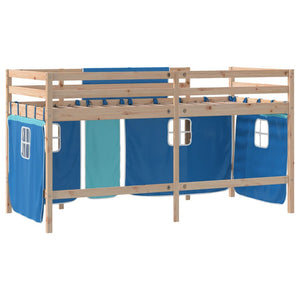 Kinder Hochbett Blau 90x190 cm Kiefer
