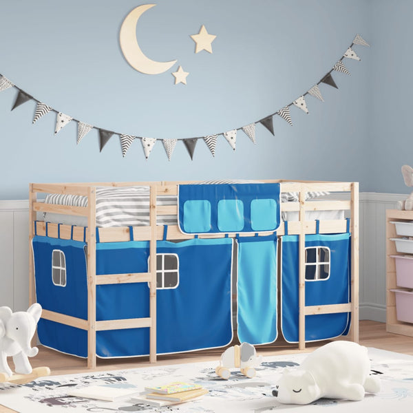 Kinder Hochbett Blau 90x190 cm Kiefer