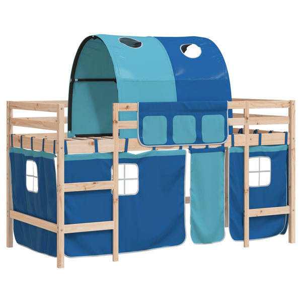 Kinderhochbett mit Tunnel Blau 80x200 cm