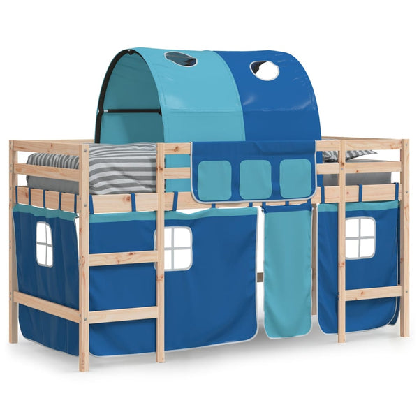 Kinderhochbett mit Tunnel Blau 80x200 cm