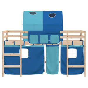 Kinderhochbett mit Tunnel Blau 80x200 cm