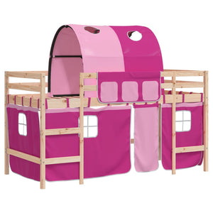 Kinder Hochbett mit Tunnel Rosa 80x200 cm