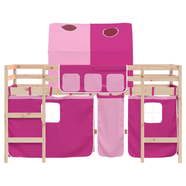 Kinder Hochbett mit Tunnel Rosa 80x200 cm