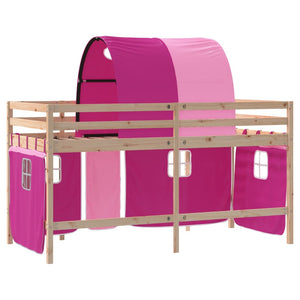 Kinder Hochbett mit Tunnel Rosa 80x200 cm