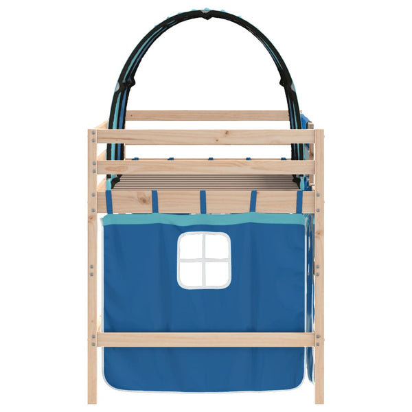 Kinderhochbett mit Tunnel Blau 90x190 cm Kiefer