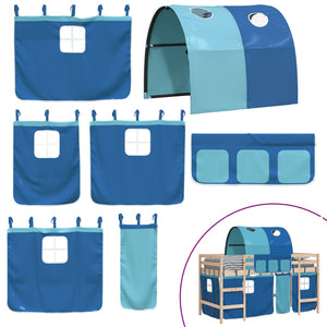 Kinderhochbett mit Tunnel Blau 90x190 cm Kiefer