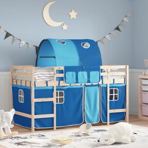 Kinderhochbett mit Tunnel Blau 90x190 cm Kiefer