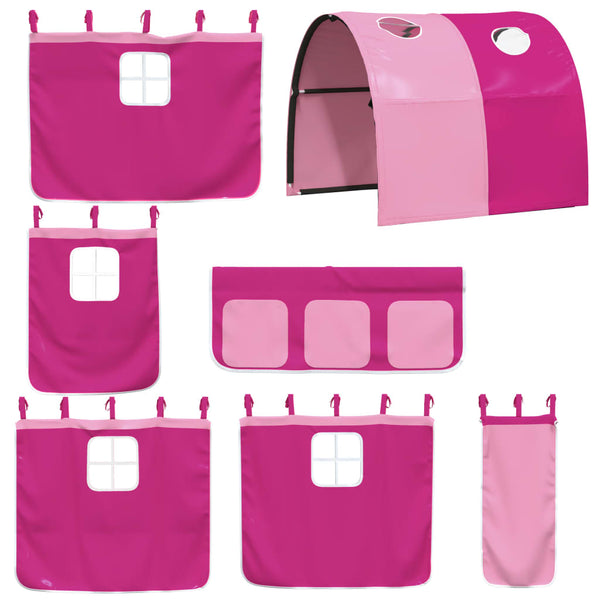 Kinder Hochbett mit Tunnel Rosa 90x190 cm