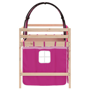 Kinder Hochbett mit Tunnel Rosa 90x190 cm