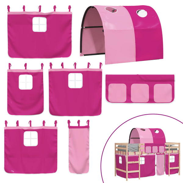 Kinder Hochbett mit Tunnel Rosa 90x190 cm