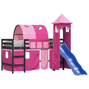 Kinderhochbett mit Turm Rosa 80x200 cm