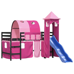 Kinderhochbett mit Turm Rosa 80x200 cm