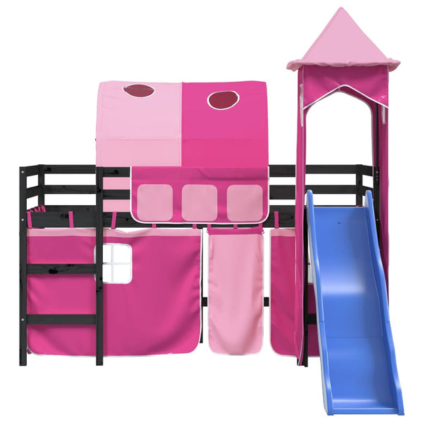 Kinderhochbett mit Turm Rosa 80x200 cm