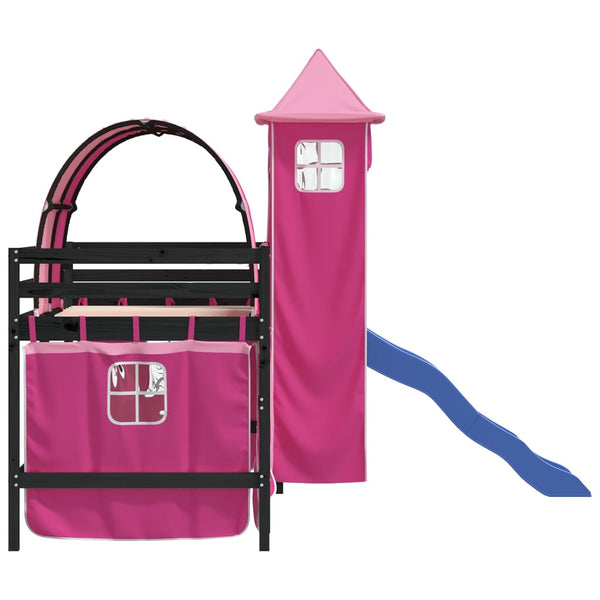 Kinderhochbett mit Turm Rosa 80x200 cm