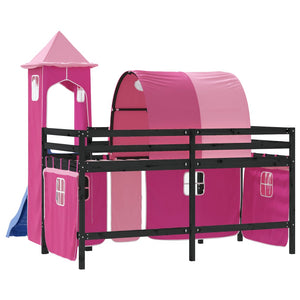 Kinderhochbett mit Turm Rosa 80x200 cm