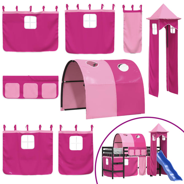 Kinderhochbett mit Turm Rosa 80x200 cm