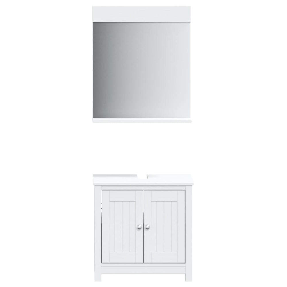 Badmöbel Set Weiß Kiefer Massivholz 2-tlg