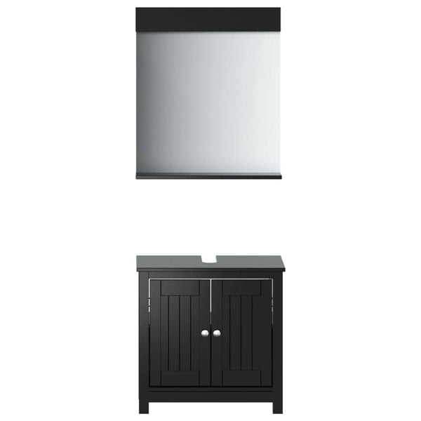 2-tlg Badmöbel Set Schwarz Kiefer Massivholz