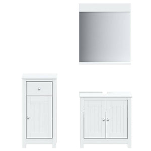 vidaXL 3-Piece Bathroom Furniture Set BERG White Solid Pine Wood