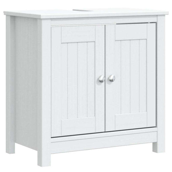 vidaXL 3-Piece Bathroom Furniture Set BERG White Solid Pine Wood