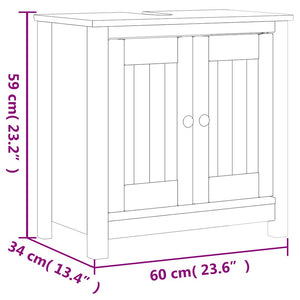 vidaXL 3-Piece Bathroom Furniture Set BERG White Solid Pine Wood