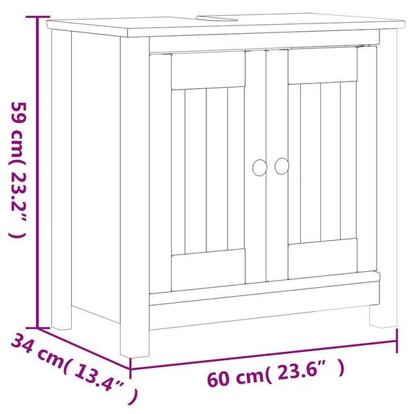 vidaXL 3-Piece Bathroom Furniture Set BERG White Solid Pine Wood