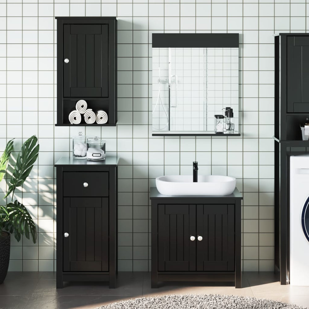 vidaXL Ensemble de 3 meubles de salle de bain BERG Noir Pin massif