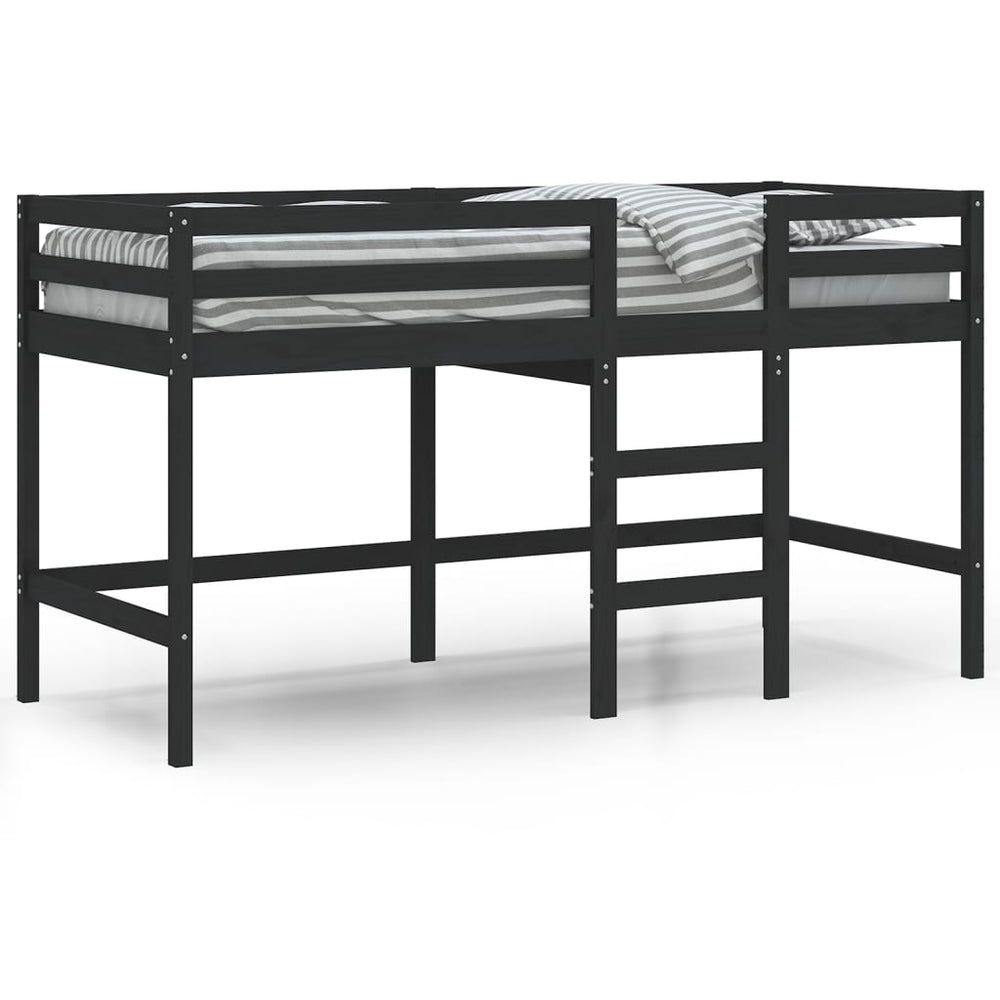 vidaXL Lit mezzanine enfant avec échelle Noir 80x200 cm Bois de pin massif