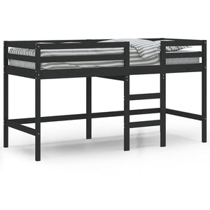 Kinder Hochbett Schwarz 80x200 cm Kieferholz
