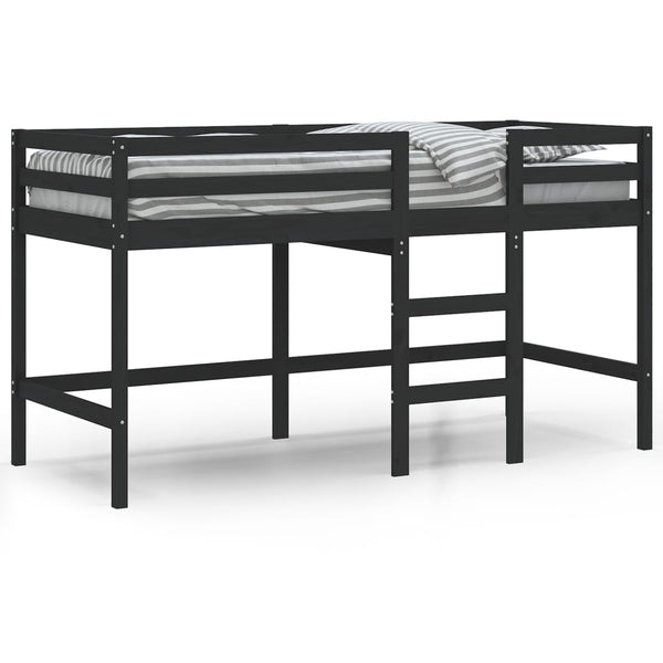 Kinder Hochbett Schwarz 80x200 cm Kieferholz