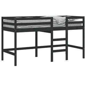 Kinder Hochbett Schwarz 80x200 cm Kieferholz
