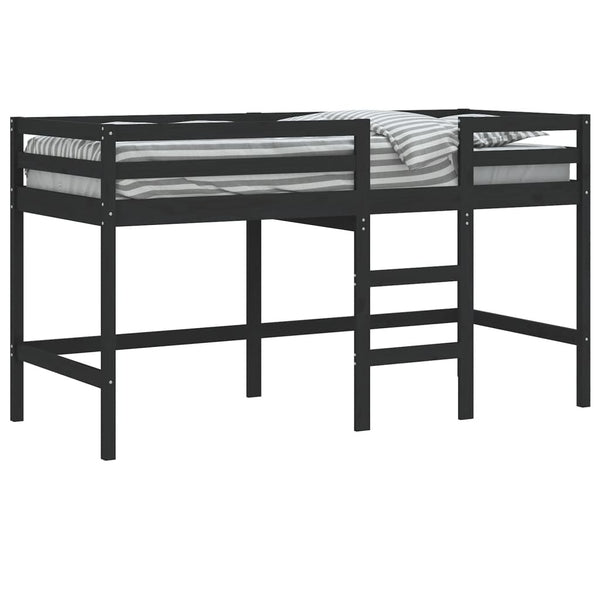 Kinder Hochbett Schwarz 80x200 cm Kieferholz