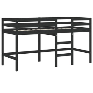 Kinder Hochbett Schwarz 80x200 cm Kieferholz