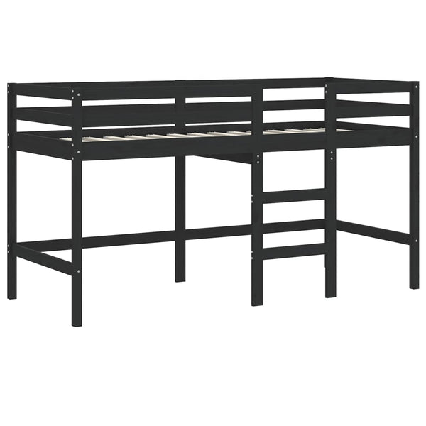 Kinder Hochbett Schwarz 80x200 cm Kieferholz