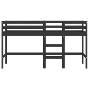 Kinder Hochbett Schwarz 80x200 cm Kieferholz