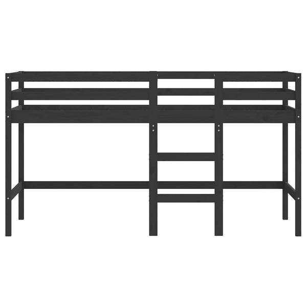 Kinder Hochbett Schwarz 80x200 cm Kieferholz