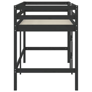 Kinder Hochbett Schwarz 80x200 cm Kieferholz
