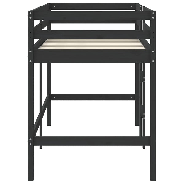 Kinder Hochbett Schwarz 80x200 cm Kieferholz