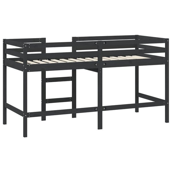 Kinder Hochbett Schwarz 80x200 cm Kieferholz