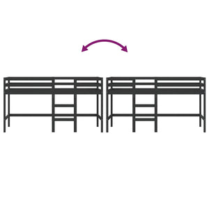 Kinder Hochbett Schwarz 80x200 cm Kieferholz
