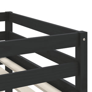 Kinder Hochbett Schwarz 80x200 cm Kieferholz