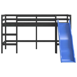 Kinder Hochbett mit Rutsche 80x200 cm Kiefer Schwarz