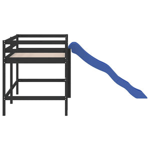Kinder Hochbett mit Rutsche 80x200 cm Kiefer Schwarz