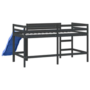 Kinder Hochbett mit Rutsche 80x200 cm Kiefer Schwarz