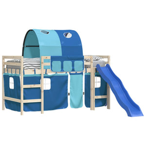 Hochbett Vorhänge mit Tunnel Blau