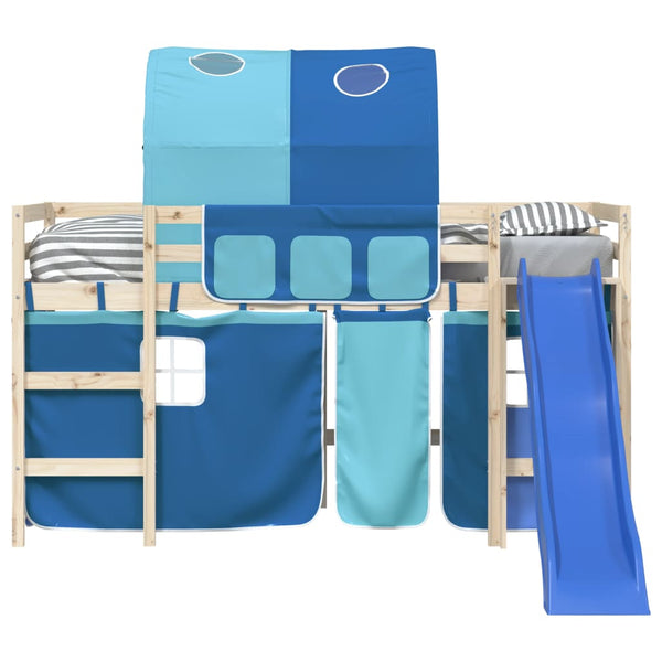 Hochbett Vorhänge mit Tunnel Blau